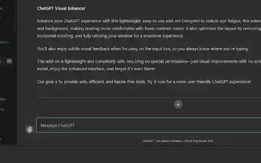 ChatGPT Eye Comfort Theme Free from Chrome web store to be run with OffiDocs Chromium online ChatGPT Eye Comfort Theme Free from Chrome web store to be run with OffiDocs Chromium online