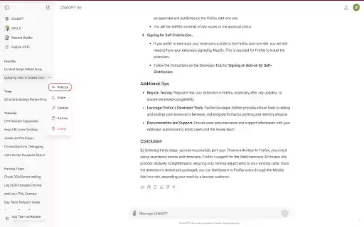 ChatGpt Favorites  from Chrome web store to be run with OffiDocs Chromium online