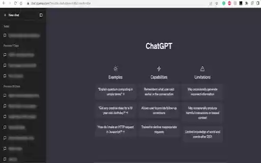 ChatGPT History Blur from Chrome web store to be run with OffiDocs Chromium online ChatGPT History Blur from Chrome web store to be run with OffiDocs Chromium online