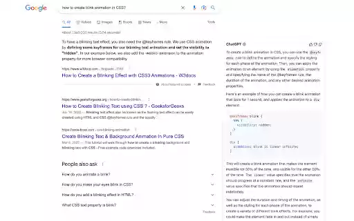 ChatGPT in Google Search  from Chrome web store to be run with OffiDocs Chromium online
