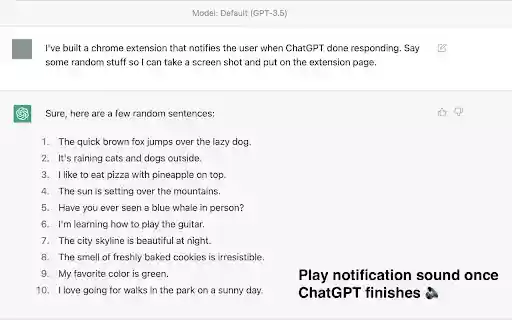 ChatGPT Notifier  from Chrome web store to be run with OffiDocs Chromium online