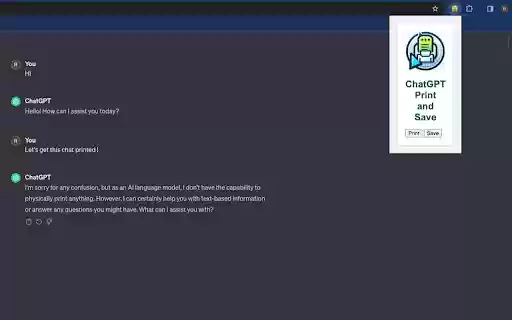 ChatGPT Print and Save  from Chrome web store to be run with OffiDocs Chromium online