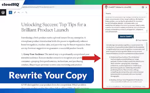ChatGPT Sidebar by cloudHQ  from Chrome web store to be run with OffiDocs Chromium online