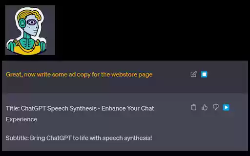 ChatGPT Speech Synthesis  from Chrome web store to be run with OffiDocs Chromium online
