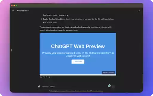 ChatGPT Web Preview  from Chrome web store to be run with OffiDocs Chromium online