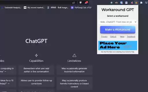 ChatGPT Workaround  from Chrome web store to be run with OffiDocs Chromium online
