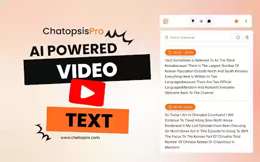 Chatopsis Chat with any YouTube video  from Chrome web store to be run with OffiDocs Chromium online