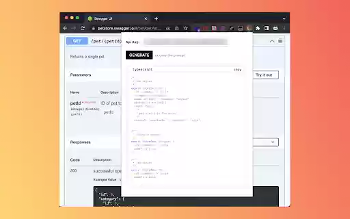 ChatSwaggerType  from Chrome web store to be run with OffiDocs Chromium online