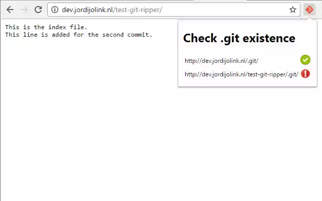 Check for .git directory existence  from Chrome web store to be run with OffiDocs Chromium online