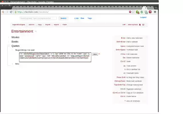 CheckVist Encryption  from Chrome web store to be run with OffiDocs Chromium online