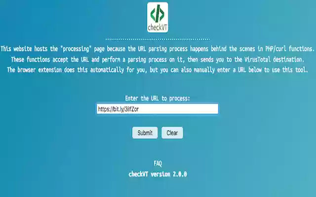 checkVT  from Chrome web store to be run with OffiDocs Chromium online