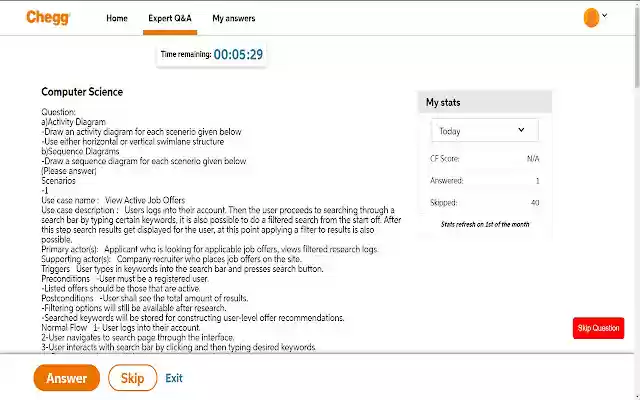 Chegg CourseHero Bartleby Skip Question  from Chrome web store to be run with OffiDocs Chromium online