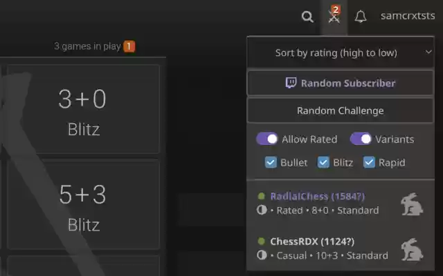 Chess Subscriber Challenges  from Chrome web store to be run with OffiDocs Chromium online
