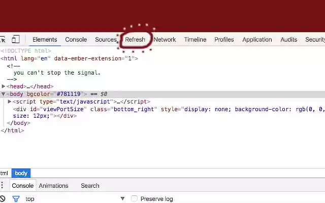 Chrome Devtools Refresh Button  from Chrome web store to be run with OffiDocs Chromium online