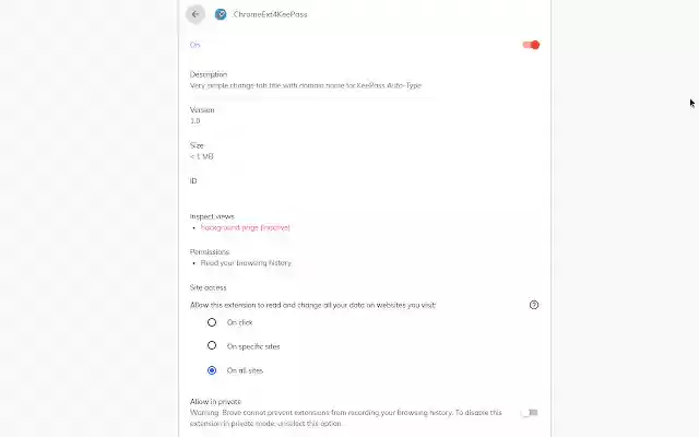ChromeExt4KeePass mula sa Chrome web store na tatakbo sa OffiDocs Chromium online