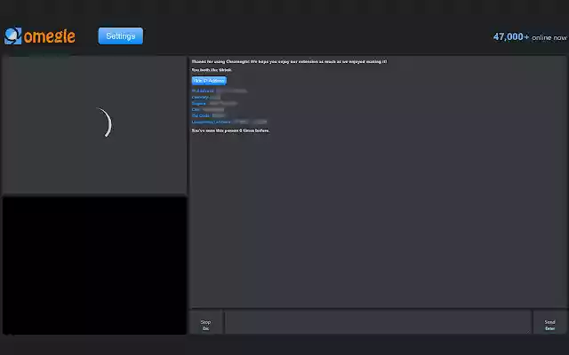 Chromegle Omegle IP Puller Dark Mode из интернет-магазина Chrome будет работать с OffiDocs Chromium онлайн