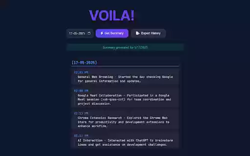 ChronoLens AI Browser History Summariser  from Chrome web store to be run with OffiDocs Chromium online