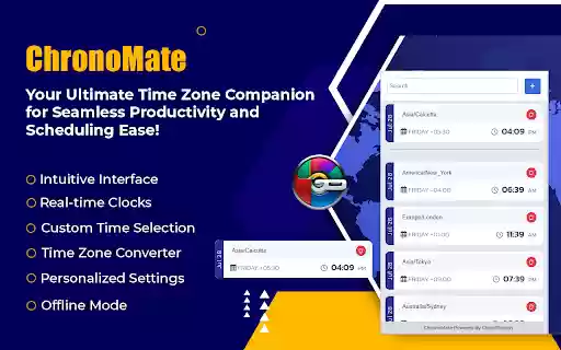 ChronoMate Time Zone Mastery  from Chrome web store to be run with OffiDocs Chromium online