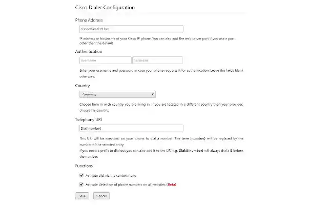 Cisco Dialer (Beta)  from Chrome web store to be run with OffiDocs Chromium online