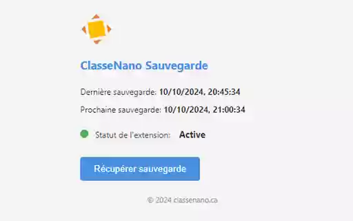 Classe Nano Sauvegarde  from Chrome web store to be run with OffiDocs Chromium online