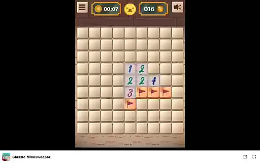 Classic Minesweeper Game Navigate boards and avoid hidden mines!  from Chrome web store to be run with OffiDocs Chromium online