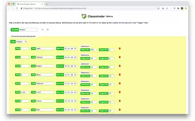 Classminder  from Chrome web store to be run with OffiDocs Chromium online