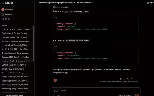 claude.ai Dark Mode Dark eye protection theme  from Chrome web store to be run with OffiDocs Chromium online