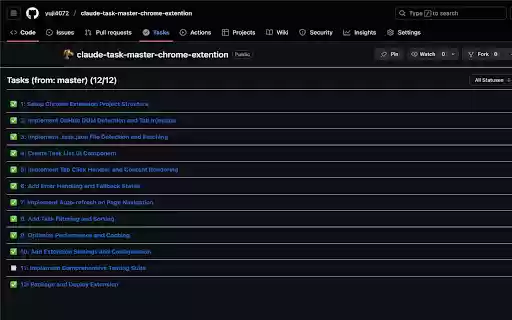 Claude TaskMaster for GitHub  from Chrome web store to be run with OffiDocs Chromium online