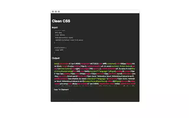 Clean CSS from Chrome web store to be run with OffiDocs Chromium online Clean CSS from Chrome web store to be run with OffiDocs Chromium online