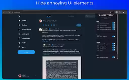 Cleaner Twitter  from Chrome web store to be run with OffiDocs Chromium online