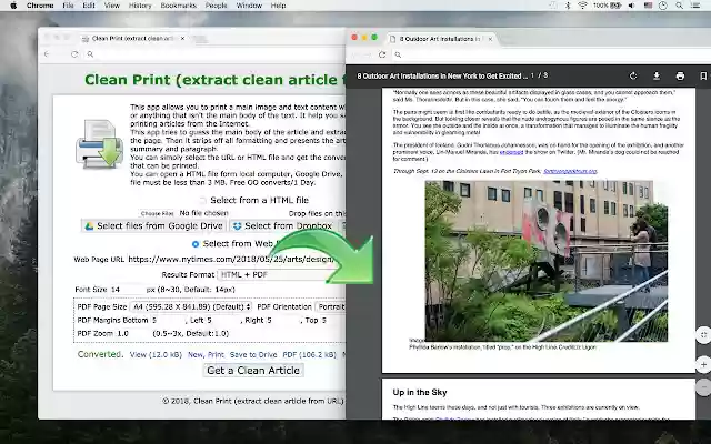 Clean Print (extract clean article)  from Chrome web store to be run with OffiDocs Chromium online
