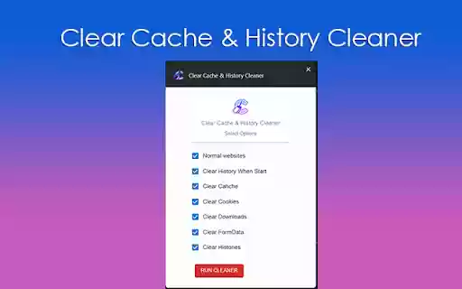 Clear Cache  History Cleaner  from Chrome web store to be run with OffiDocs Chromium online