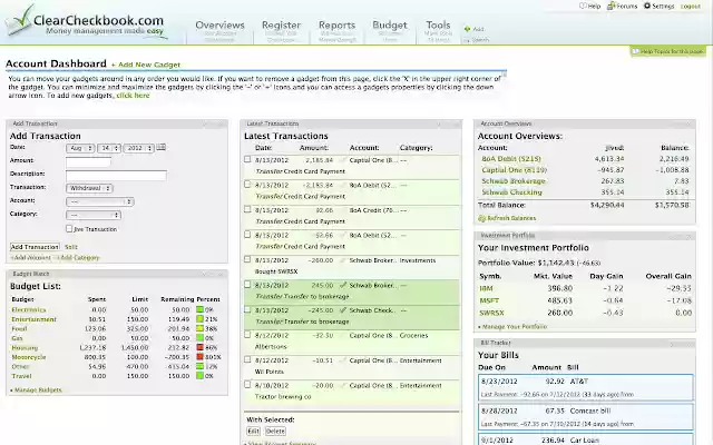 ClearCheckbook Money Management  from Chrome web store to be run with OffiDocs Chromium online
