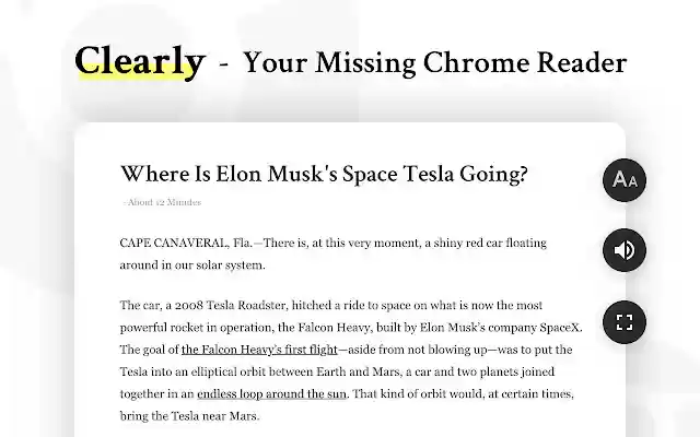 Clearly Reader Your missing reader mode  from Chrome web store to be run with OffiDocs Chromium online