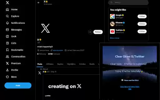 Clear Skies XTwitter  from Chrome web store to be run with OffiDocs Chromium online