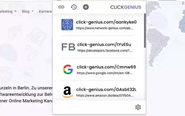 Click Genius | Powerful URL shortener from Chrome web store to be run with OffiDocs Chromium online Click Genius | Powerful URL shortener from Chrome web store to be run with OffiDocs Chromium online