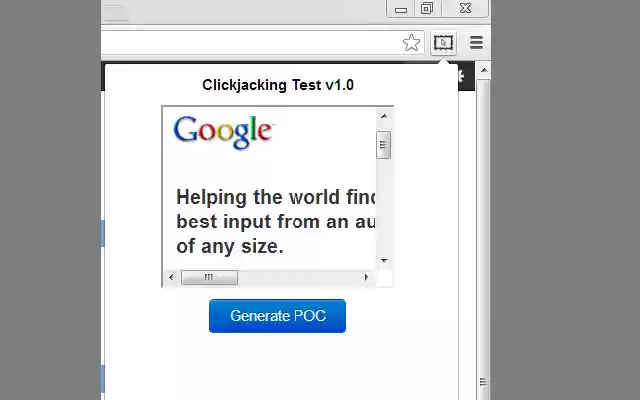 Clickjacking Test from Chrome web store to be run with OffiDocs Chromium online Clickjacking Test from Chrome web store to be run with OffiDocs Chromium online