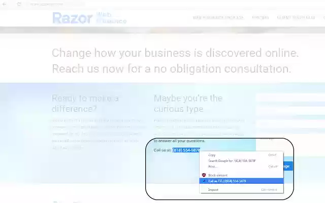 Click to Call Mobile  from Chrome web store to be run with OffiDocs Chromium online