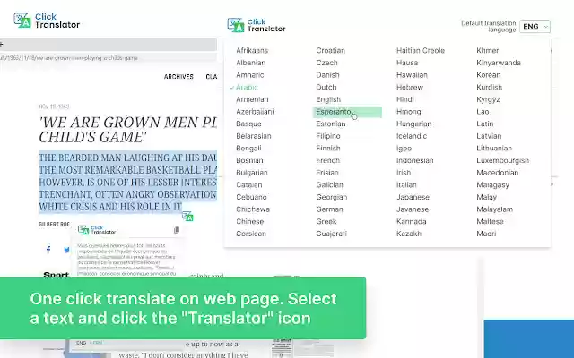 Click Translator  from Chrome web store to be run with OffiDocs Chromium online