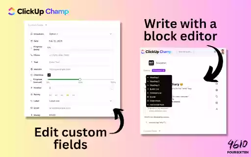 ClickUp Champ  from Chrome web store to be run with OffiDocs Chromium online