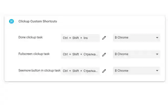Clickup Custom Shortcuts  from Chrome web store to be run with OffiDocs Chromium online