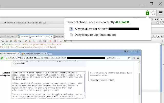 Clipboard Permission Manager  from Chrome web store to be run with OffiDocs Chromium online