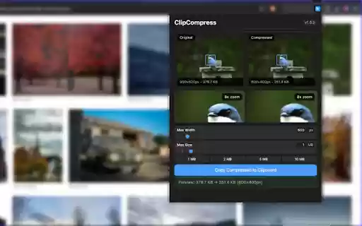 ClipCompress from Chrome web store to be run with OffiDocs Chromium online ClipCompress from Chrome web store to be run with OffiDocs Chromium online
