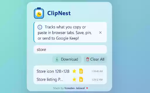 ClipNest: Smart Clipboard  Notes Manager  from Chrome web store to be run with OffiDocs Chromium online