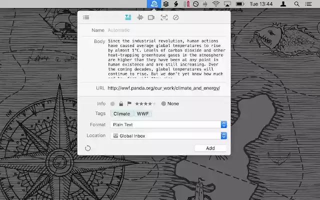 Clip to DEVONthink  from Chrome web store to be run with OffiDocs Chromium online
