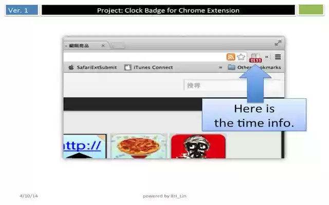 Clock Badge  from Chrome web store to be run with OffiDocs Chromium online