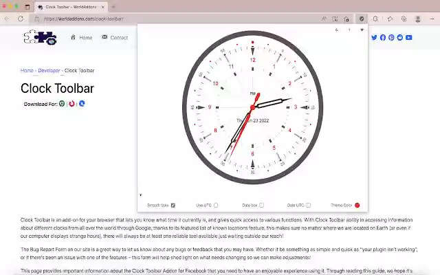 Clock Toolbar  from Chrome web store to be run with OffiDocs Chromium online