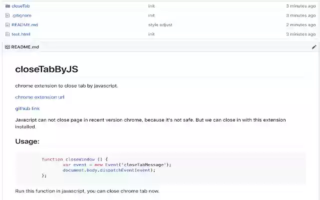 closeTabByJS  from Chrome web store to be run with OffiDocs Chromium online