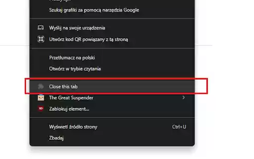 Close Tab Extension  from Chrome web store to be run with OffiDocs Chromium online