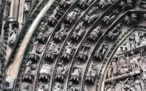 Close up of the Tympanum of the Strasbourg Cathedral  from Chrome web store to be run with OffiDocs Chromium online